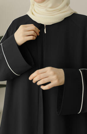 Ahu Biyeli Abaya Ferace - Siyah - Suhneva (1)