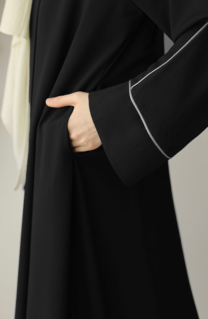 Ahu Biyeli Abaya Ferace - Siyah - 4