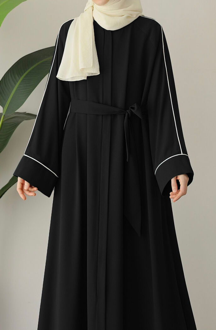 Ahu Biyeli Abaya Ferace - Siyah - 3