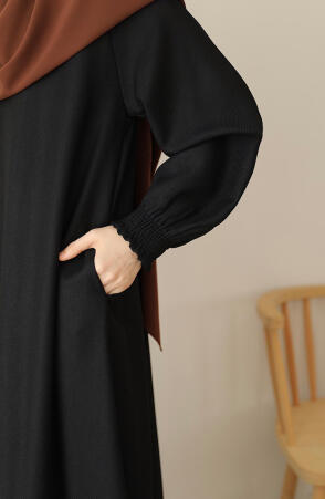 Kışlık Asel Mevlana Ferace - Siyah - 4