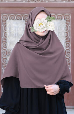 Büyük Boy Medine İpeği Eşarp - Gül Kurusu - Suhneva