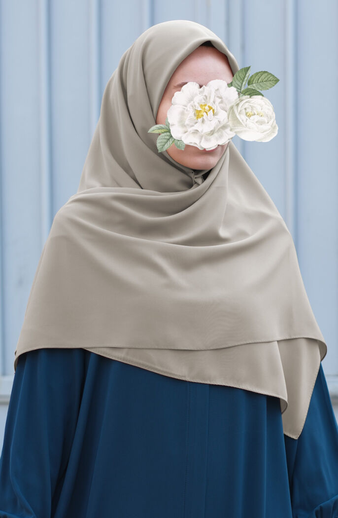 Büyük Boy Medine İpeği Eşarp - Soft Krem - 1