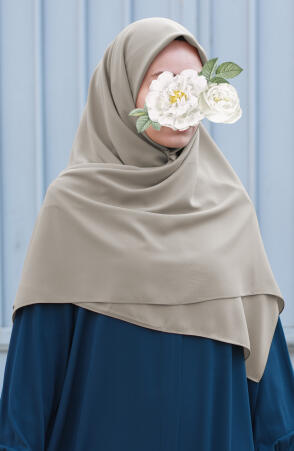 Büyük Boy Medine İpeği Eşarp - Soft Krem - Suhneva