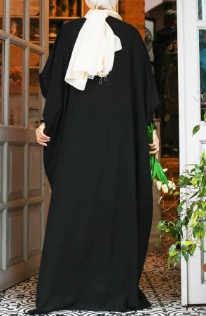 Didar Yarasa Kol Abaya Ferace - Siyah - 4