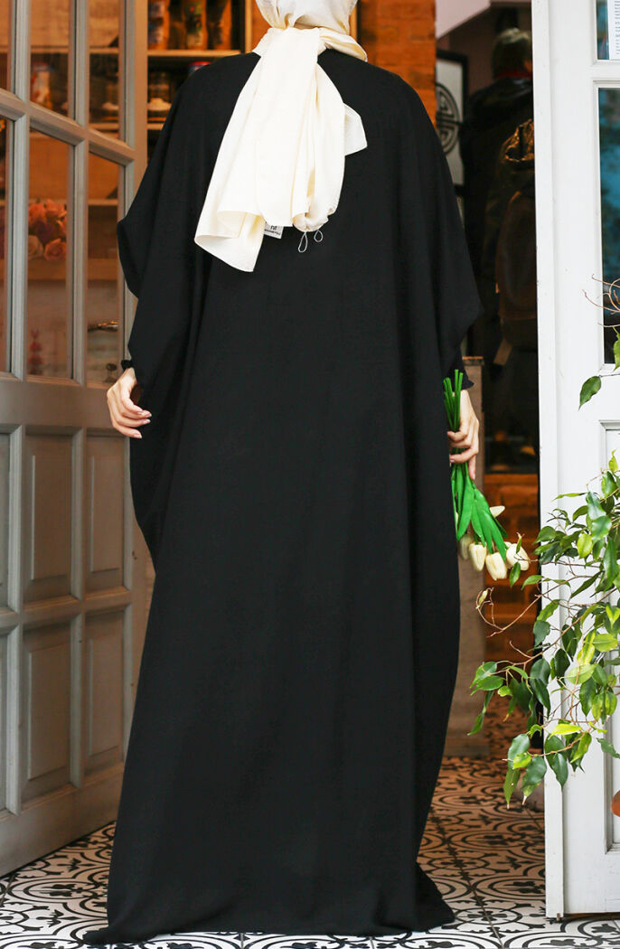 Didar Yarasa Kol Abaya Ferace - Siyah - 4