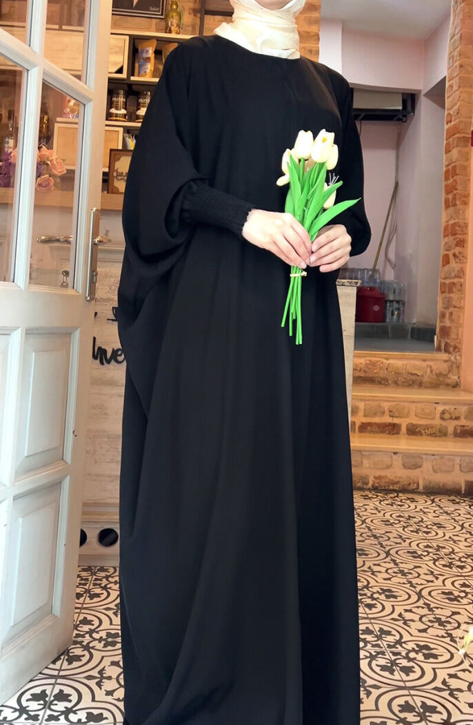 Didar Yarasa Kol Abaya Ferace - Siyah - 2