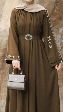 Taşlı Dilşah Abaya Ferace Kahve - 11