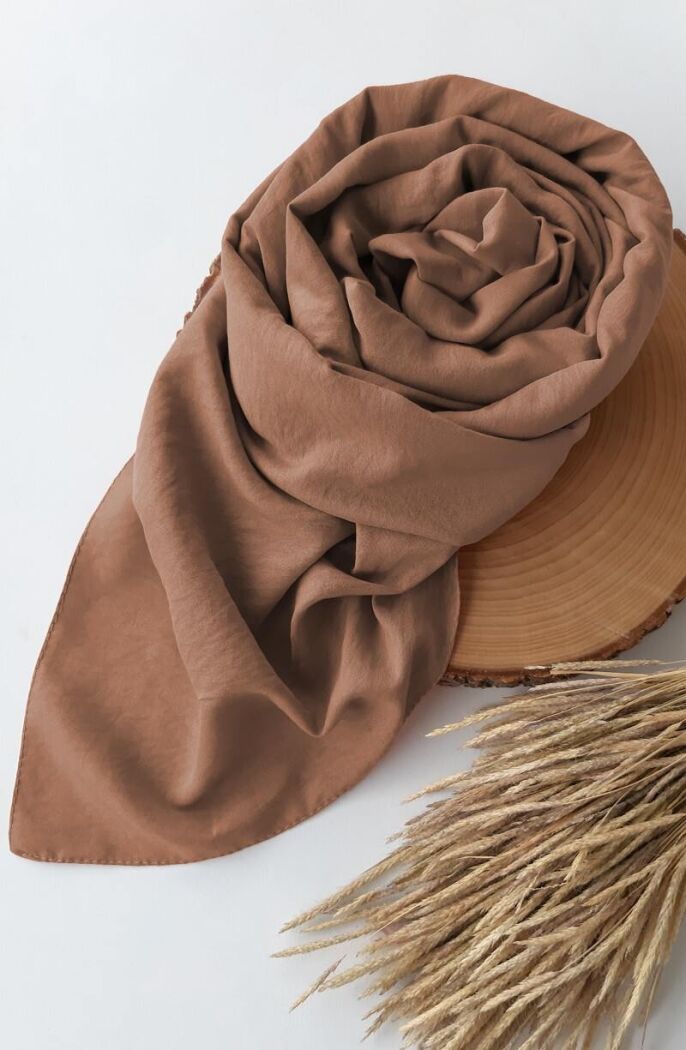 Düz Ayrobin Şal - Soft Kahve - 1