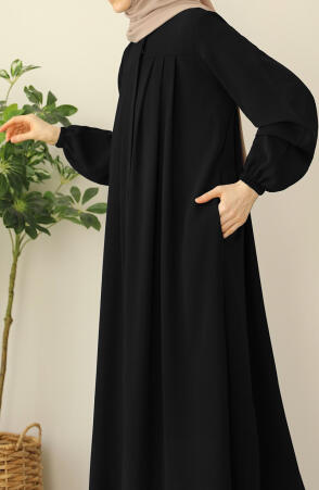 Esila Pileli Ferace - Siyah - 4