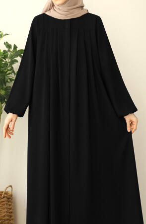 Esila Pileli Ferace - Siyah - 5