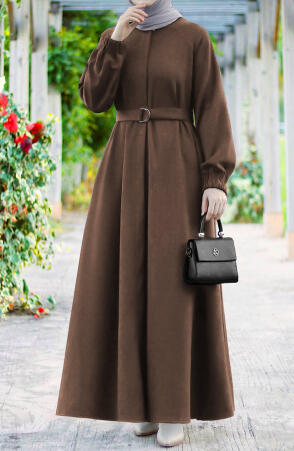 Farah Tam Boy Kaşe Kaban - Kahve - Suhneva