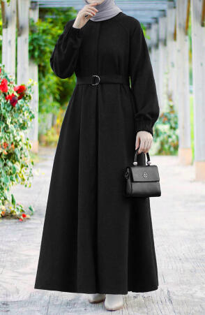 Farah Tam Boy Kaşe Kaban - Siyah - Suhneva