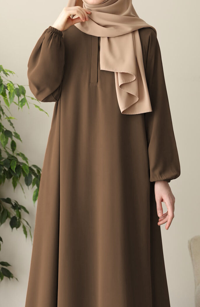 Hafsa Elbise Ferace - Kahve - 1