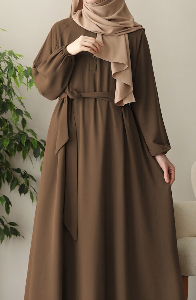 Hafsa Elbise Ferace - Kahve - 8