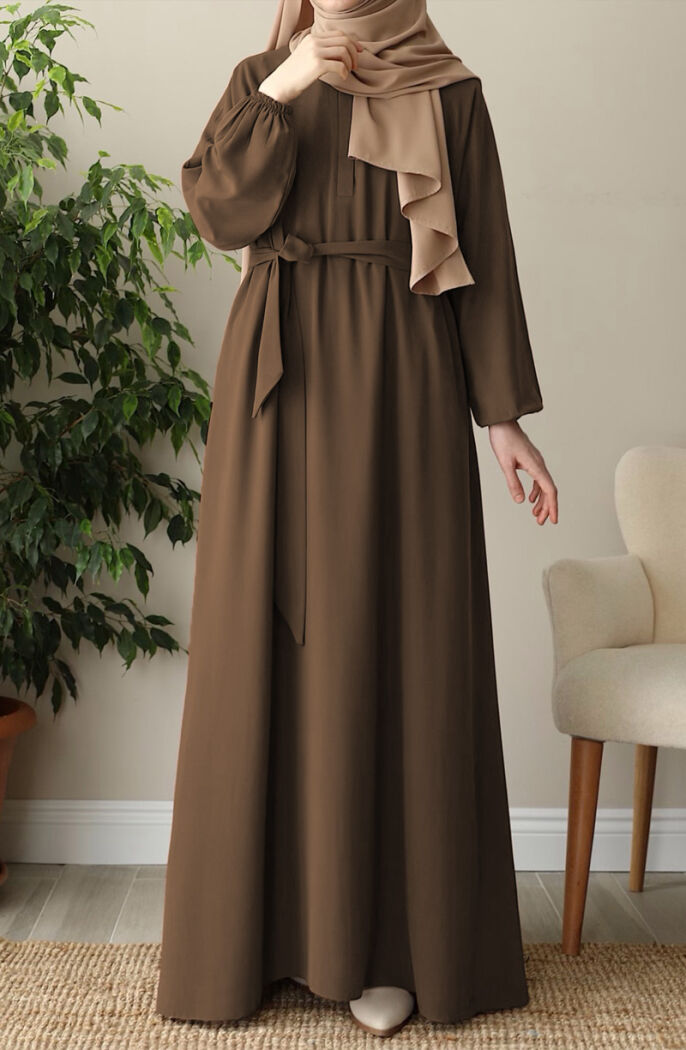 Hafsa Elbise Ferace - Kahve - 3