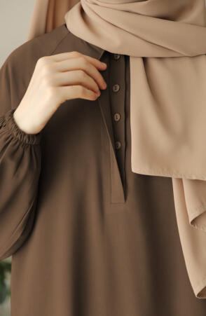 Hafsa Elbise Ferace - Kahve - 2
