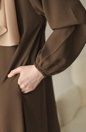 Hafsa Elbise Ferace - Kahve - 4
