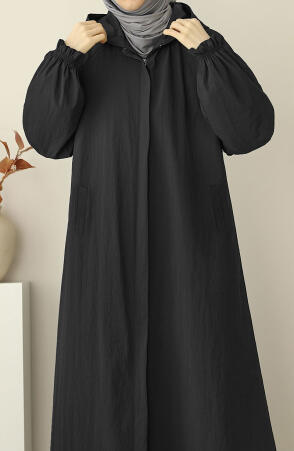 Kapüşonlu Yağmurluk - Siyah - Suhneva (1)