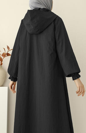 Kapüşonlu Yağmurluk - Siyah - 5