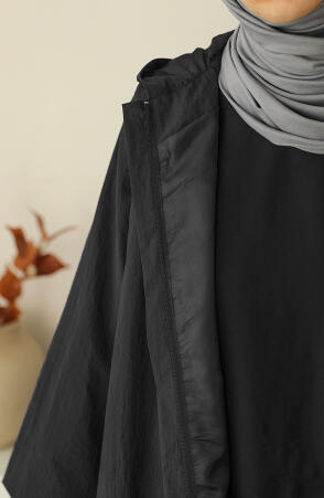 Kapüşonlu Yağmurluk - Siyah - 3