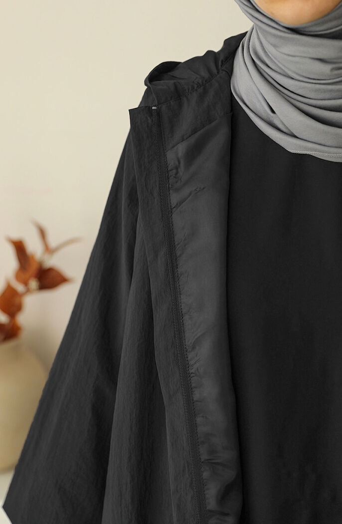 Kapüşonlu Yağmurluk - Siyah - 3