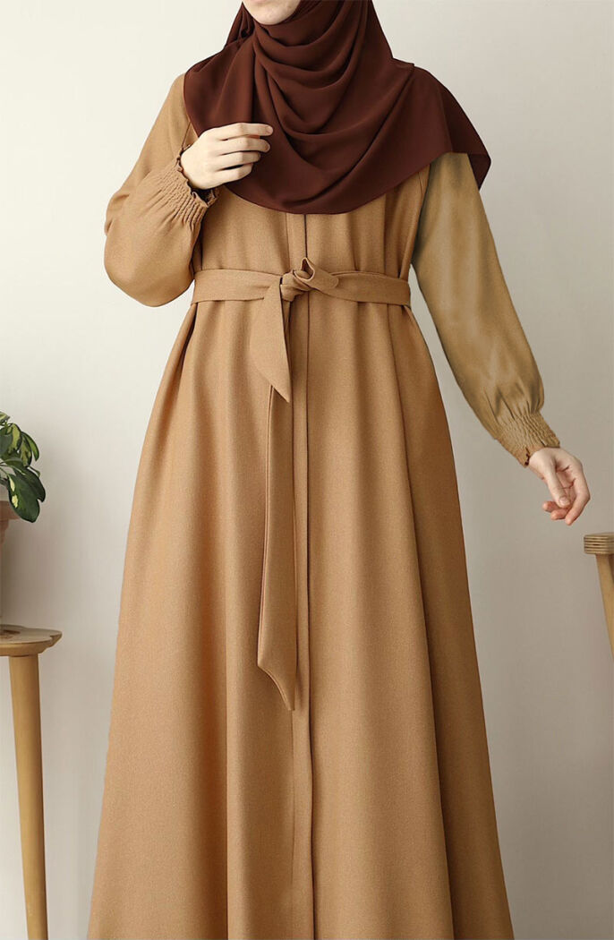 Kışlık Asel Mevlana Ferace - Kahve - 2