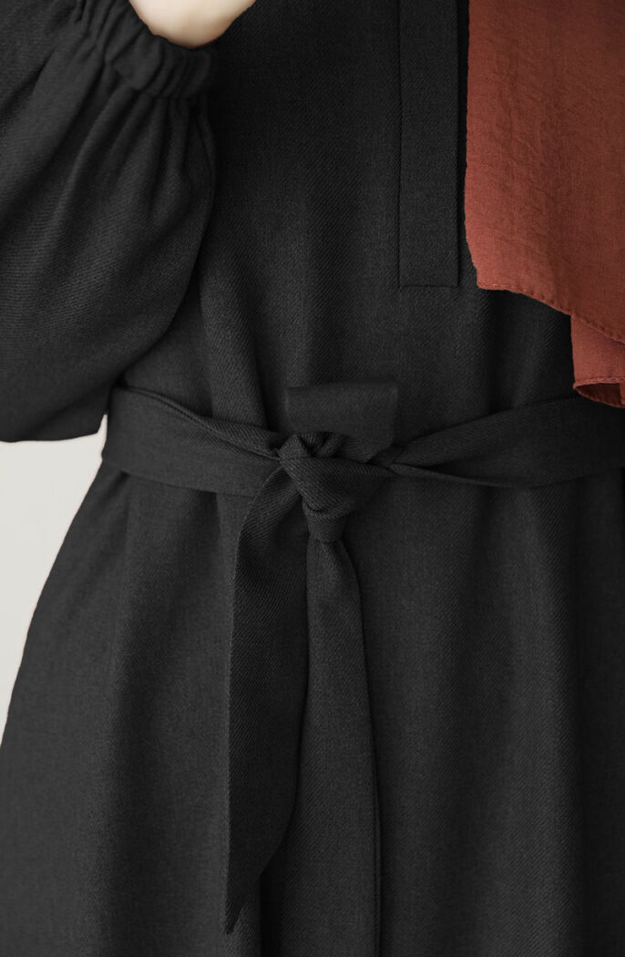 Kışlık Hafsa Elbise Ferace Siyah - 3