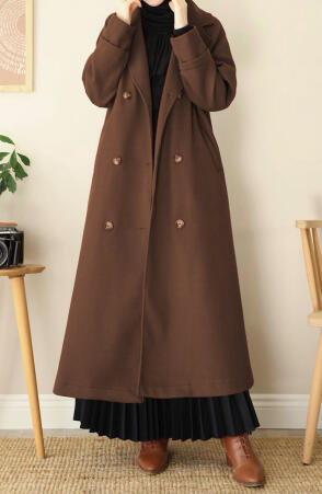 Ara Boy Kruvaze Kaşe Kaban - Kahve - Suhneva