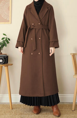 Ara Boy Kruvaze Kaşe Kaban - Kahve - Suhneva (1)