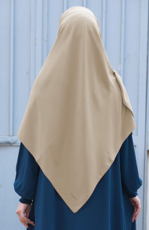 Büyük Boy Medine İpeği Eşarp - Bej - Suhneva (1)