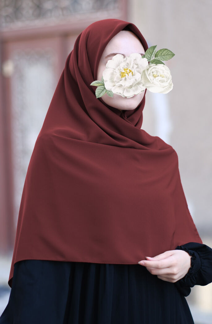 Büyük Boy Medine İpeği Eşarp - Kiremit - 2