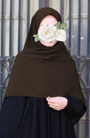 Büyük Boy Medine İpeği Eşarp - Koyu Kahve - Suhneva