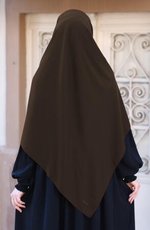 Büyük Boy Medine İpeği Eşarp - Koyu Kahve - Suhneva (1)