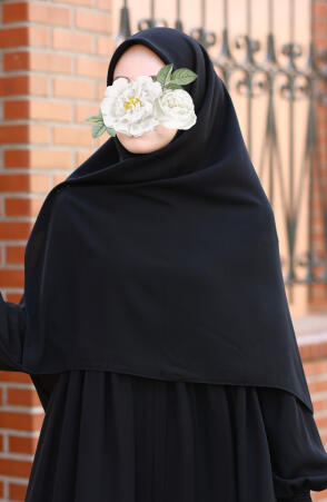 Büyük Boy Medine İpeği Eşarp - Siyah - Suhneva