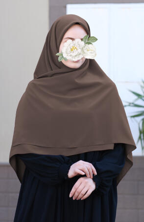 Büyük Boy Medine İpeği Eşarp - Vizon - Suhneva