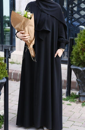 Hazır Şallı Namaz Elbisesi - Siyah - Suhneva (1)