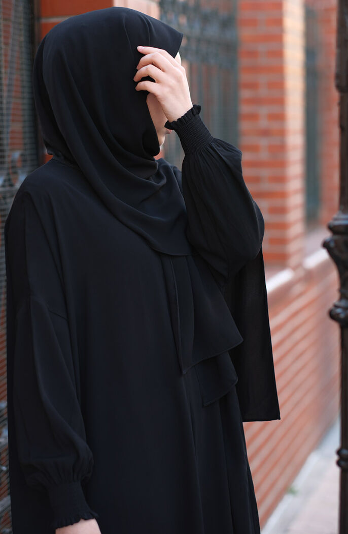 Hazır Şallı Namaz Elbisesi - Siyah - 4