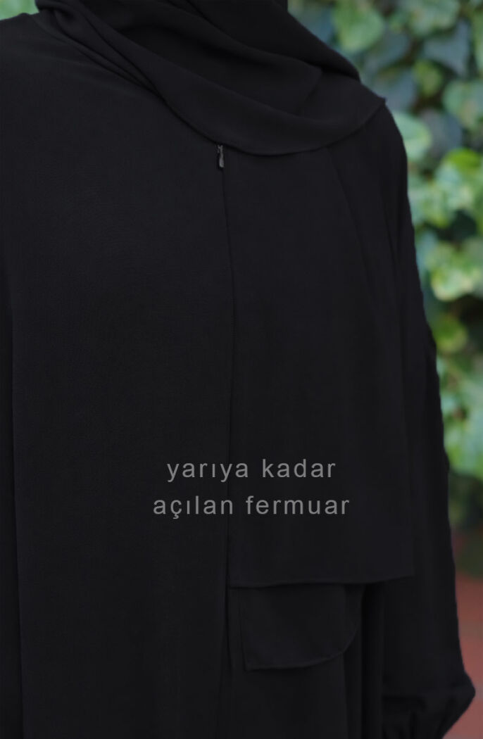 Hazır Şallı Namaz Elbisesi - Siyah - 5