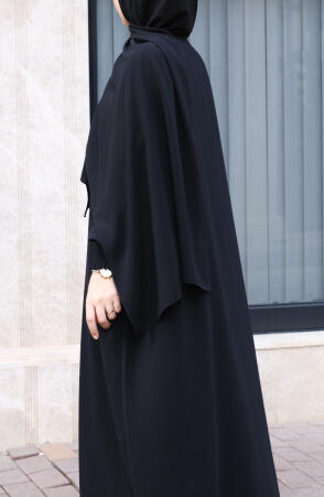 Medine İpeği Hazır Şallı Namaz Elbisesi - Siyah ( Dış Giyime de Uygun ) - 6