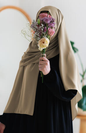 Medine İpeği Şal - Bej (Büyük Boy) - Suhneva (1)