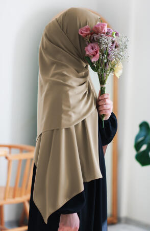 Medine İpeği Şal - Bej (Büyük Boy) - Suhneva