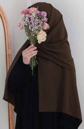 Medine İpeği Şal - Koyu Kahve (Büyük Boy) - Suhneva