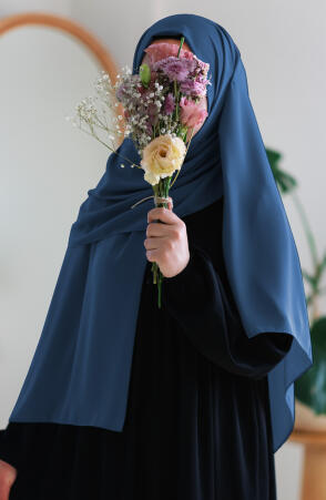 Medine İpeği Şal - Petrol Mavi (Büyük Boy) - Suhneva