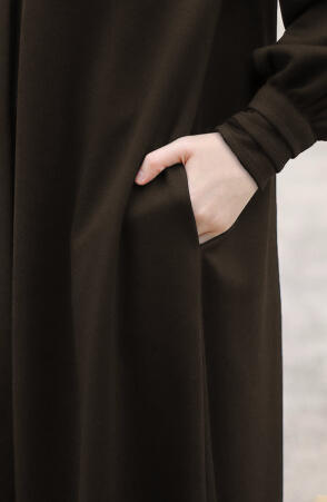 Mina Tam Boy Kaşe Kaban - (Koyu Kahve) - Suhneva (1)