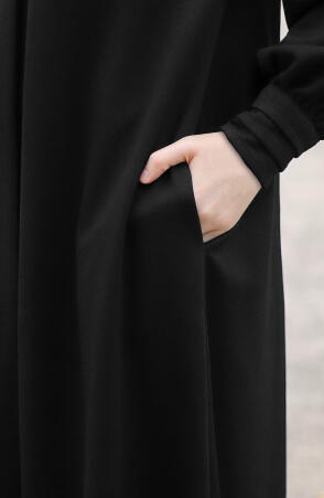 Mina Tam Boy Kaşe Kaban - Siyah - Suhneva (1)