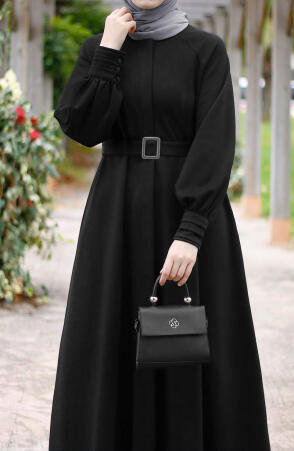 Mina Tam Boy Kaşe Kaban - Siyah - Suhneva