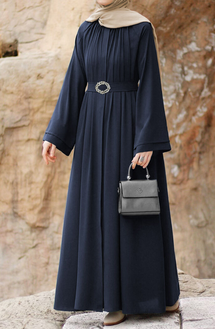 Taşlı Dilşah Abaya Ferace - Lacivert - 1