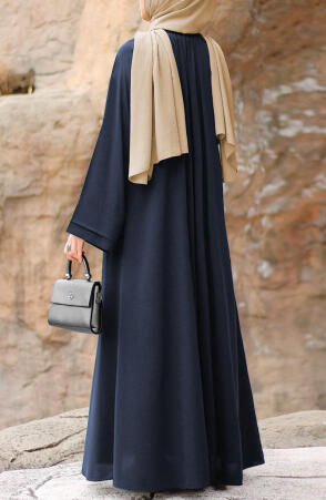 Taşlı Dilşah Abaya Ferace - Lacivert - 6