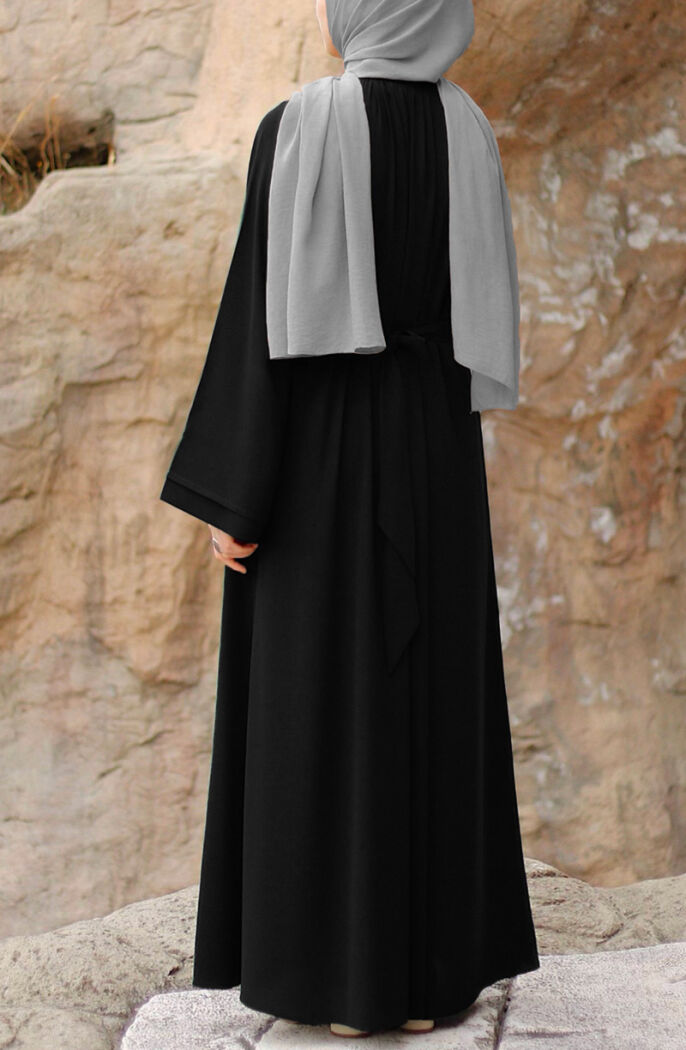 Taşlı Dilşah Abaya Ferace - Siyah - 8