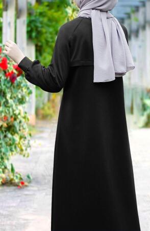 Uzun Sweat Elbise Siyah - 5